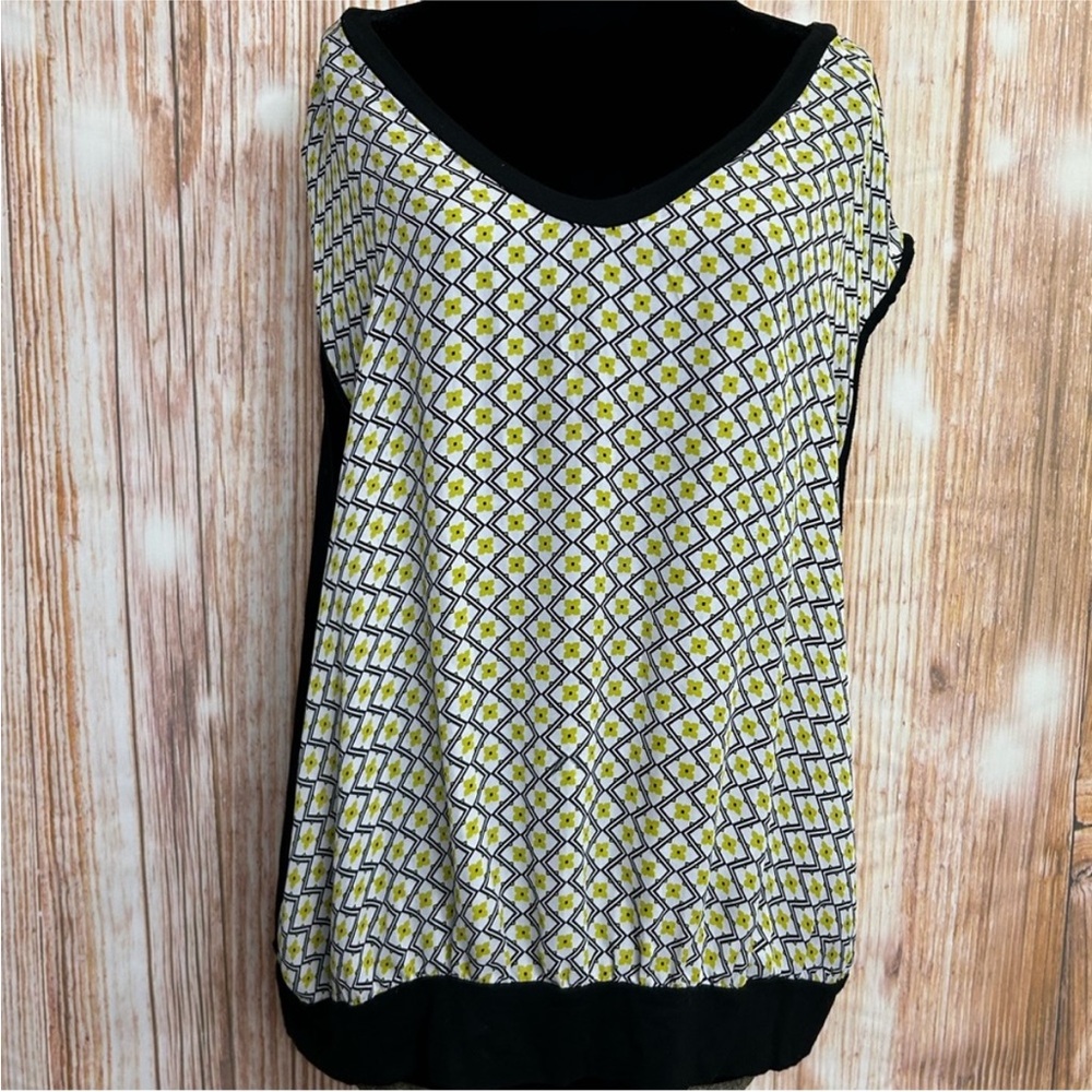 Worthington Plus‎ Size Daisy Print Cap Sleeve Top